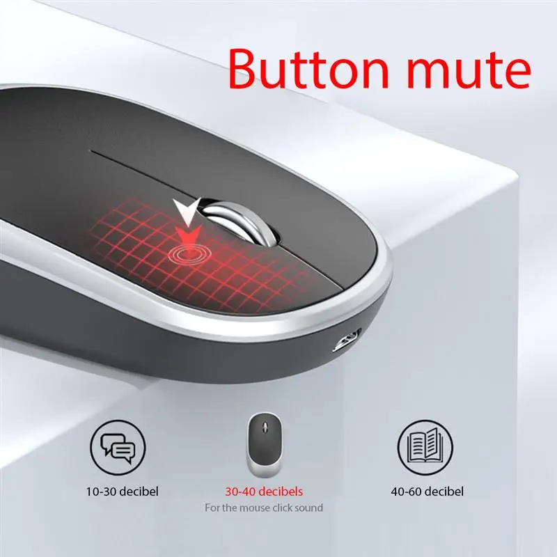 

2.4GHz Wireless Gaming Mouse Dual Modes Bluetooth Mute Button 1600 DPI Laptop Mouse USB Receiver Computer Mice for Notebook