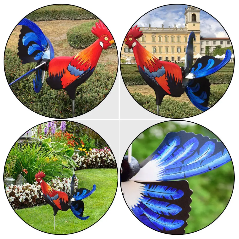 

Windmill Rooster Figurine Pinwheel Novel Yard Winnower Chic Wind