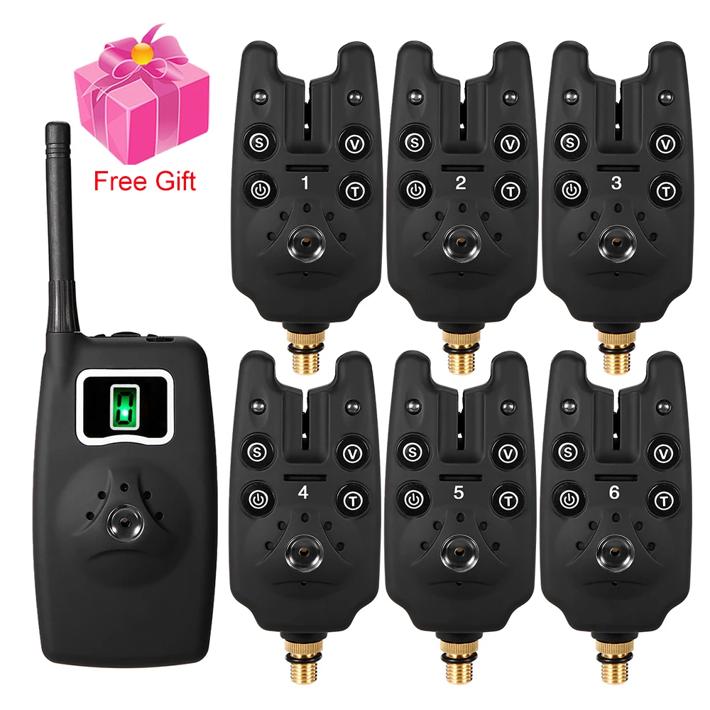 

Lixada Wireless Fishing Bite Alarms Set Digital Fishing Alarm Kit LED Alarm Indicator Alert Bell Receiver Fishing Tackle w/Box