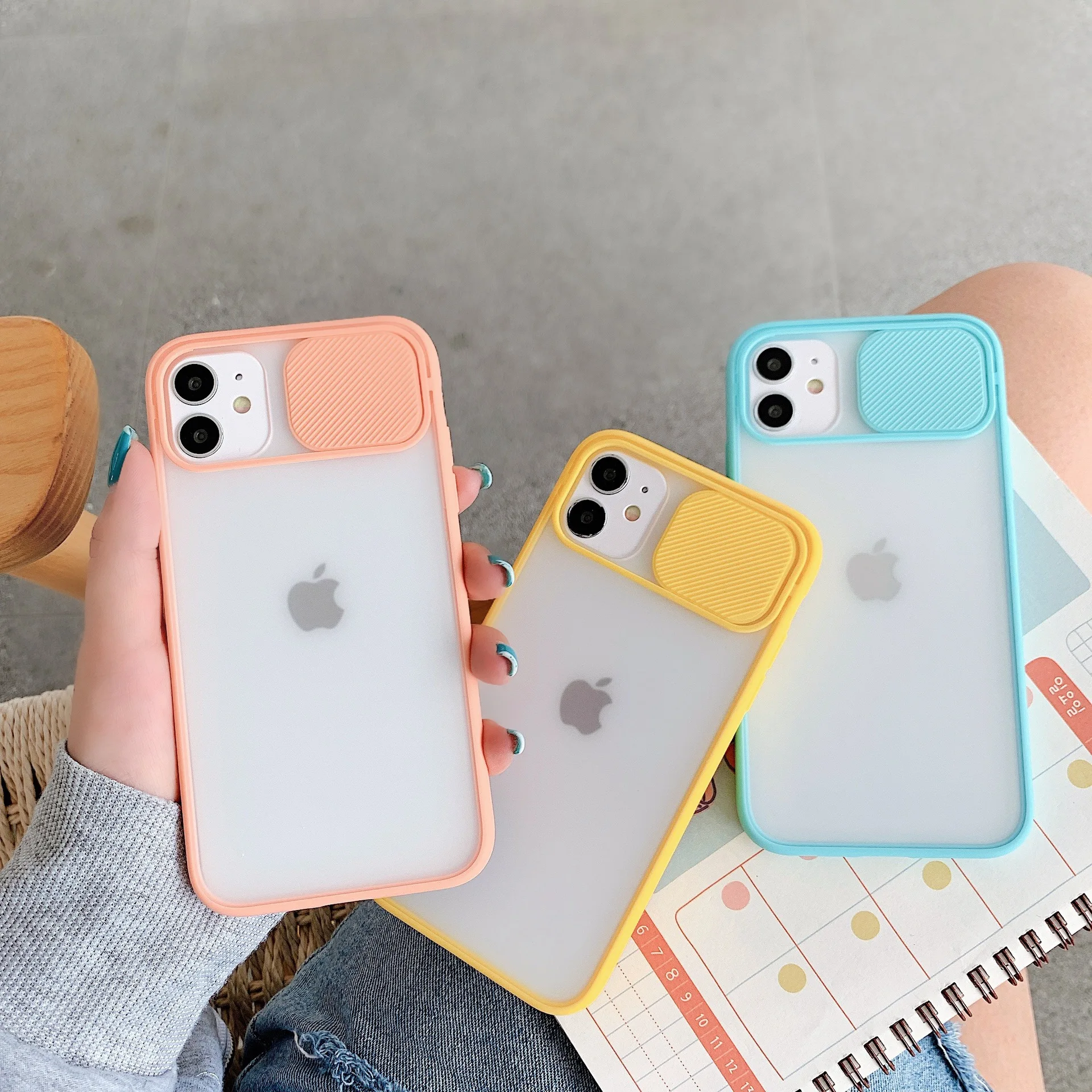 

Camera lens protective case for iPhone 12 11 Pro Max 8 7 6 6s Plus XR XS Max X SE 2020 Push cover skin feel Transparent shell