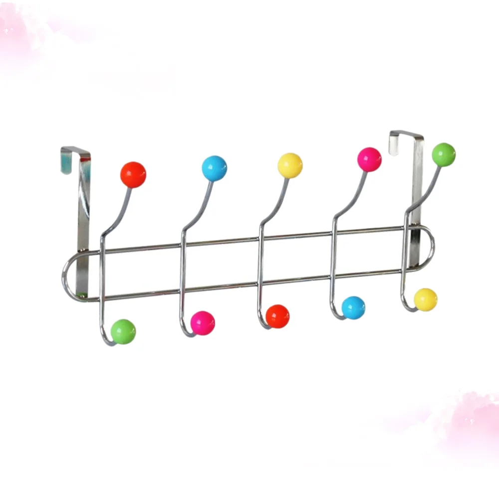 

Punch Free Over the Door Hangers Colored Beads Hanging Hook Rail Coat Handbag Hat 5-Hooks for Home Door