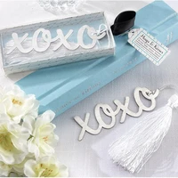 20pcslot xoxo metal bookmark with tassels for personalized wedding party favors and gift souvenirs baby bridal shower guests