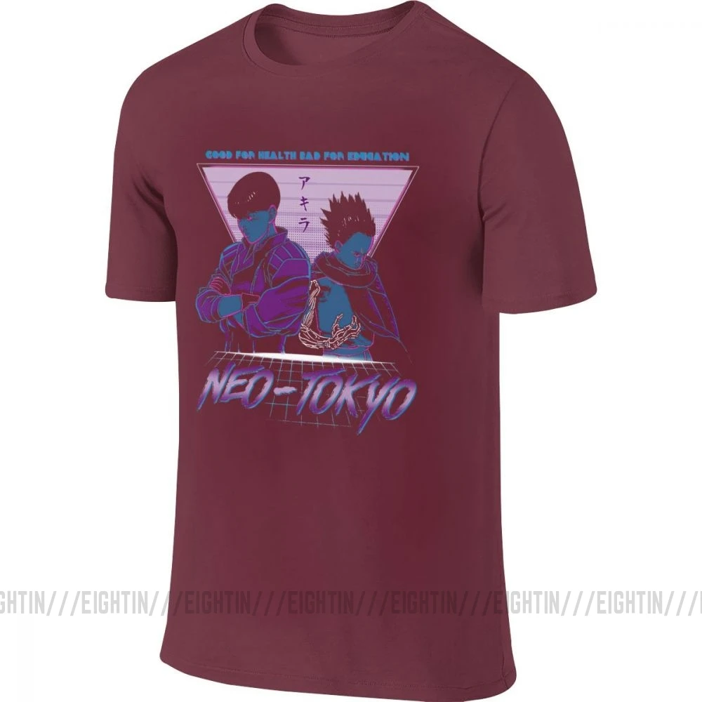 Мужская куртка Akira, футболки, манга, Kaneda, Vaporwave, спереди, сзади, две стороны, хлопок, повседневная, короткий рукав, футболка, Новое поступление, футболка - Цвет: Burgundy
