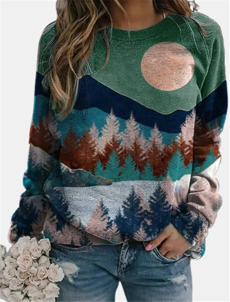 

2020 Pullover Autumn Winter New Woman Long Sleeve Streetwear Printing Casual Loose Hedging Round Neck T-Shirt