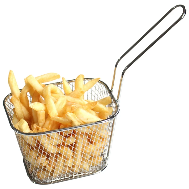 10Pcs Portable Stainless Steel Chip Mini Fry Basket Filter Fryer Kitchen Cooking Cook Colander French Fries |