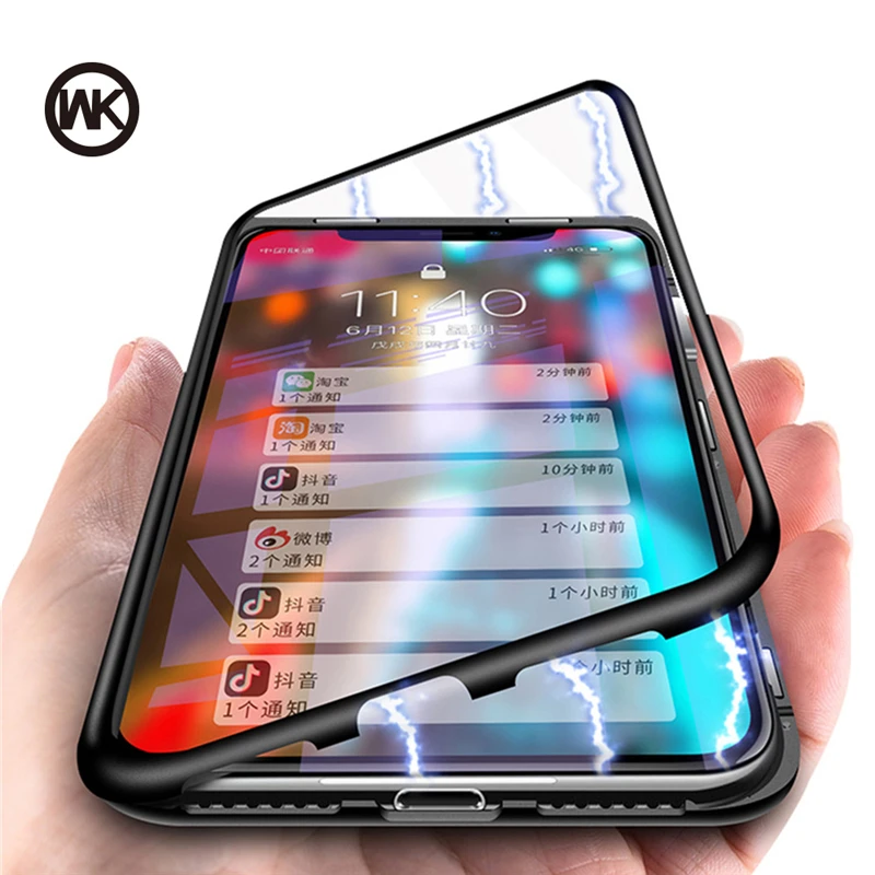 WK Магнитный адсорбционный чехол для телефона iPhone X бампер Роскошная алюминиевая