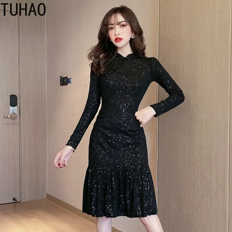 TUHAO высококачественное элегантное весеннее Черное женское сексуальное