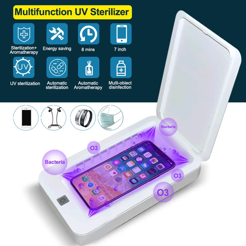 

UV Light Phone Sterilizer Box Jewelry Cleaner Personal Sanitizer Disinfection Cabinet Aromatherapy Esterilizador