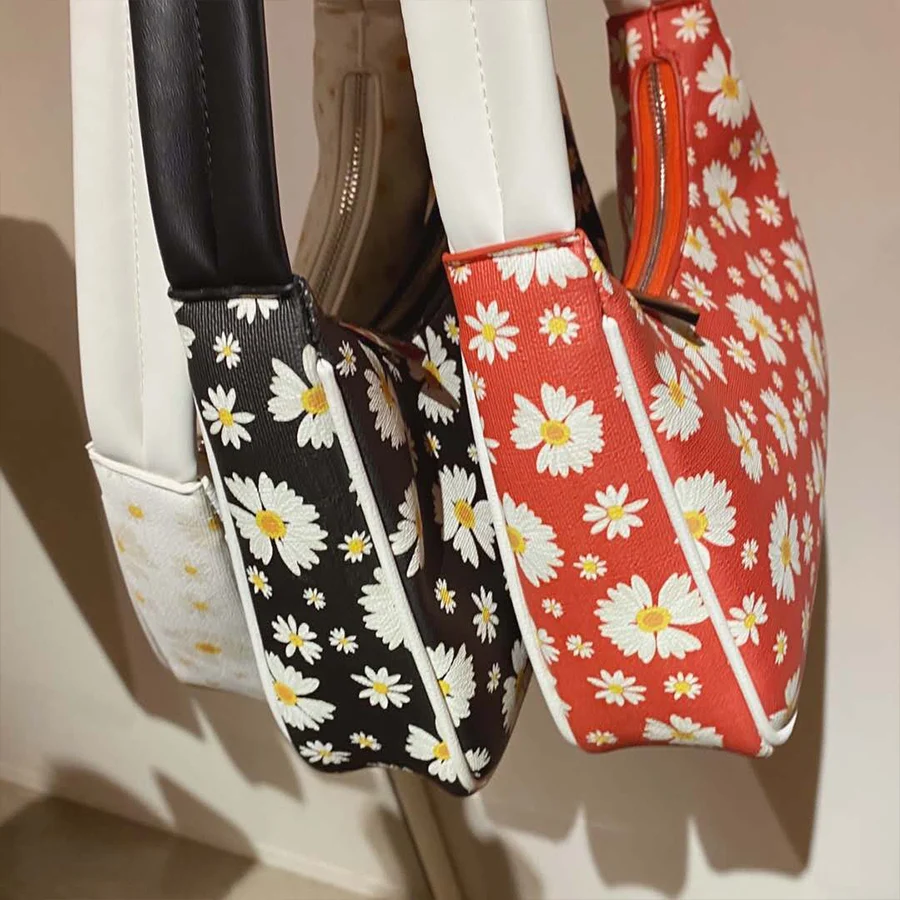 

Vintage Women Hobos Bag 2020 New Elegant Daisy Female Underarm Bags Luxury Handbags Women Bags Designer Ladies Shoulder Bag Sac