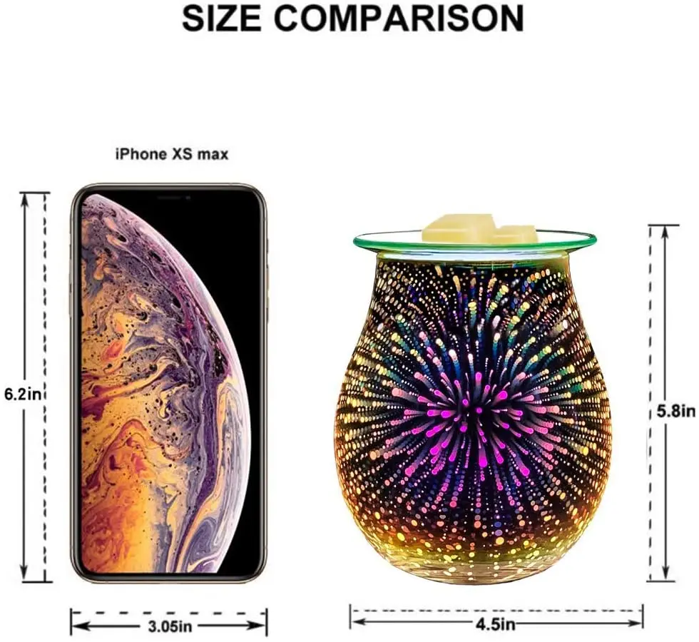 Купить Стеклянная электрическая горелка с 3d-рисунком фейерверка, восковая плавка, подогреватель для дома, офиса, спальни, гостиной, подарок Продажа Стеклянная электрическая горелка с 3d-рисунком фейерверка, восковая плавка, подогреватель для дома, офиса, спальни, гостиной, подарок