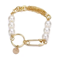 2020 new fashion pearl bracelets for women gold color metal women bracelet creative design paperclip bracelet hand jewelry