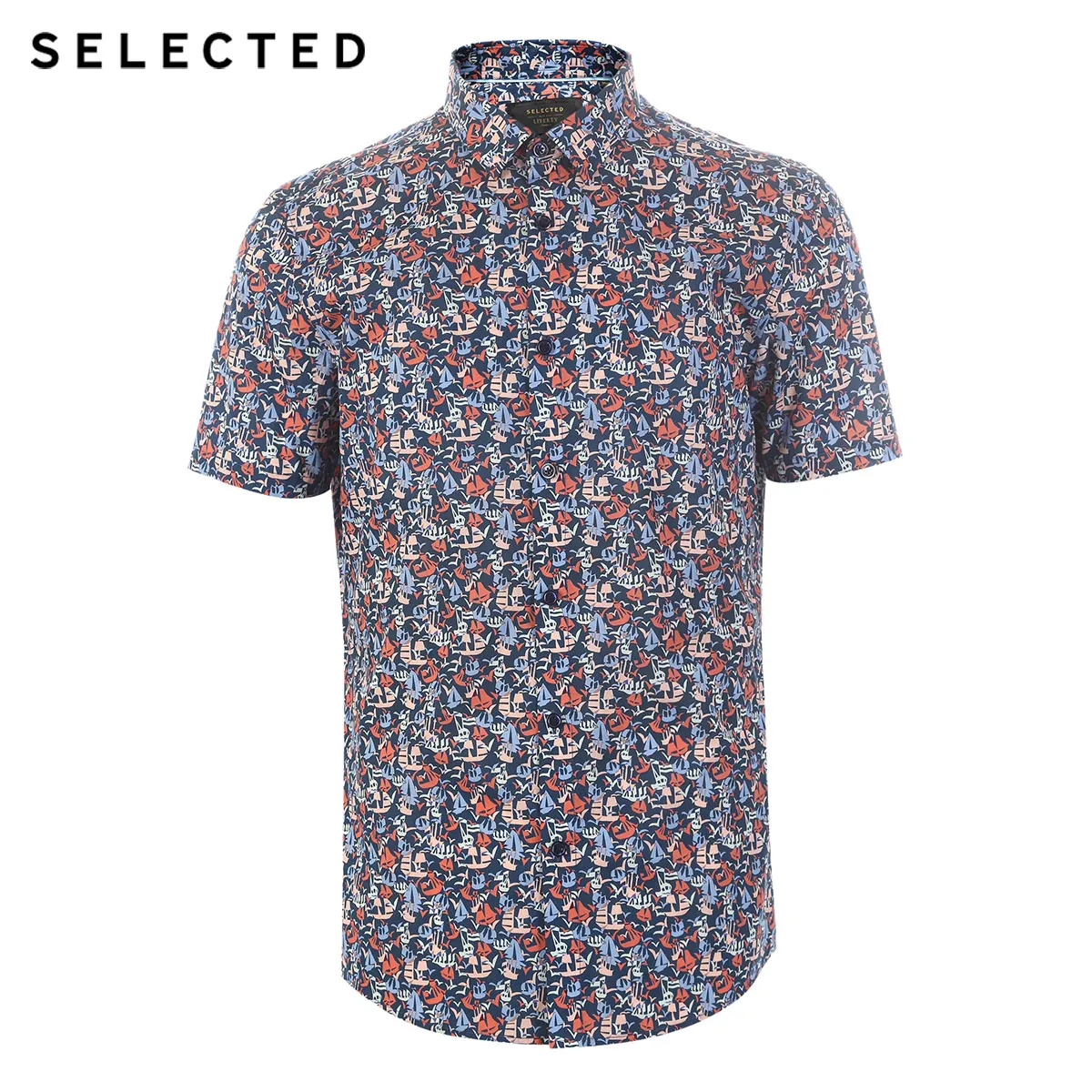 Мужская хлопковая Повседневная рубашка с короткими рукавами принтом в стиле