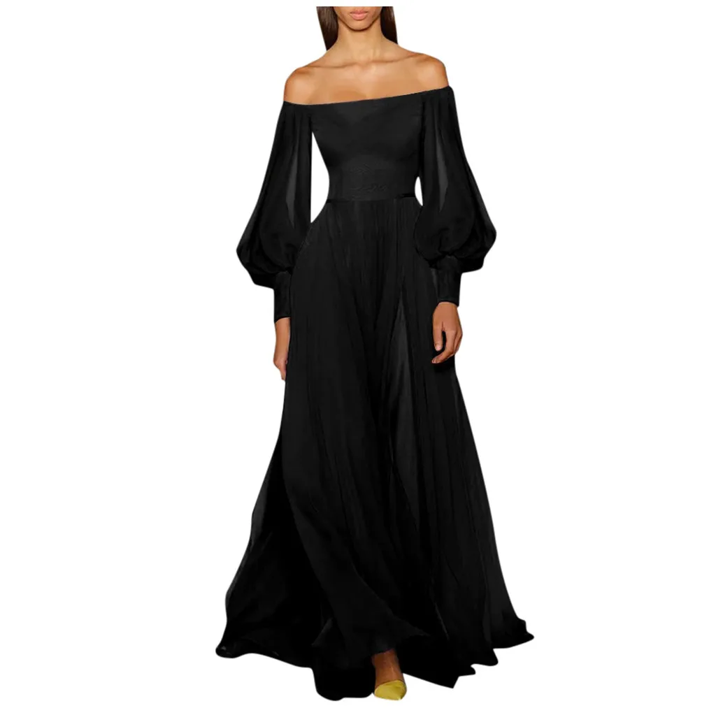 Женское платье-макси в стиле бохо с длинным рукавом-фонариком | Женская одежда