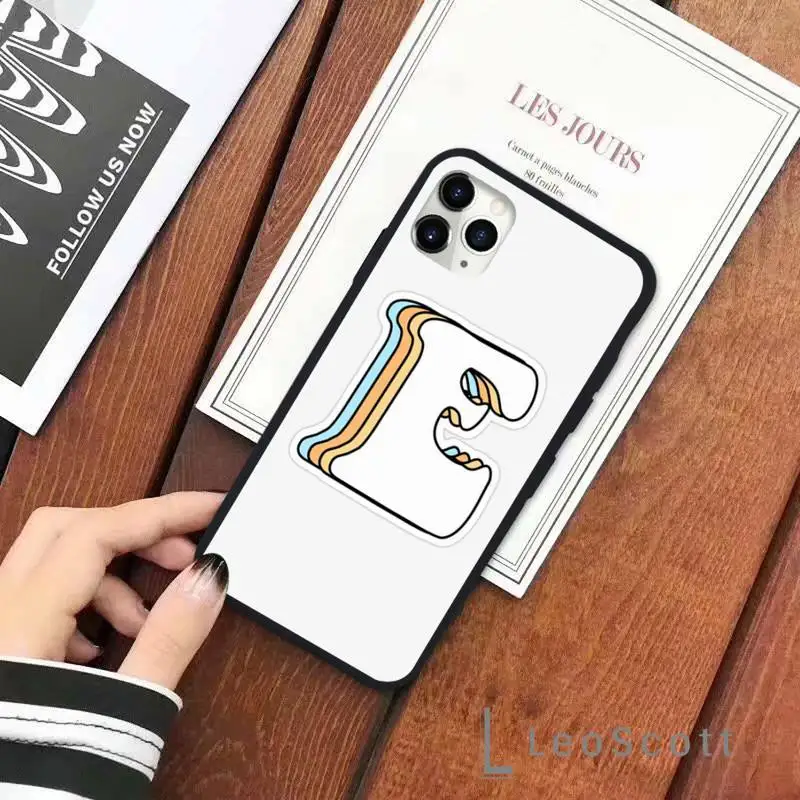 

Cute Letters A-N Phone Case for iPhone 11 12 pro XS MAX 8 7 6 6S Plus X 5S SE 2020 XR Soft silicone