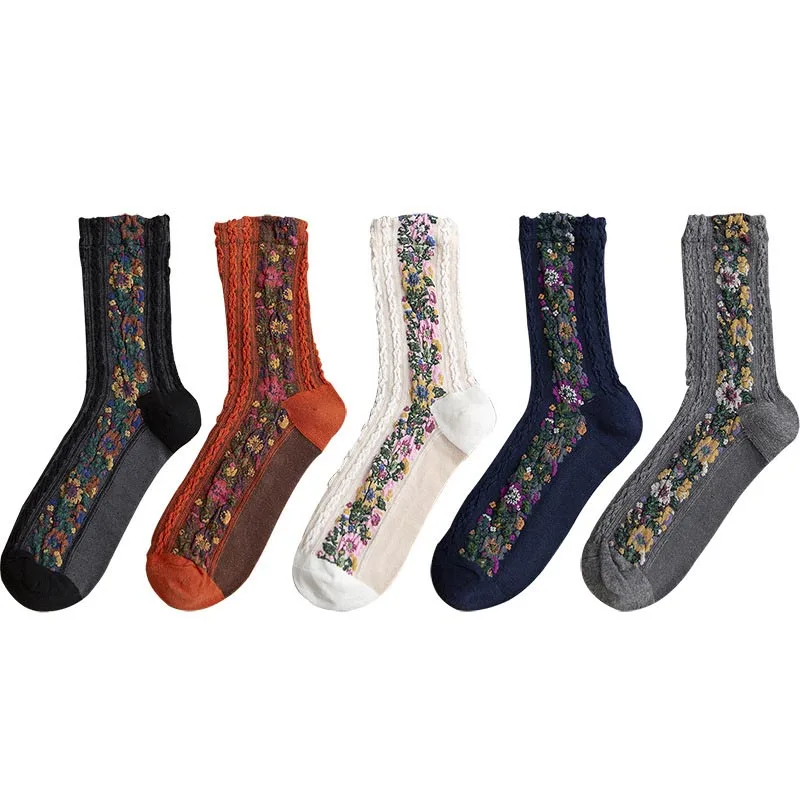 

1 Pair Japan Harajuku Art Sox Flowers Pattern Fashion Women Socks Quality Casual Colorful Novelty Streetwear Funny Cute Socks