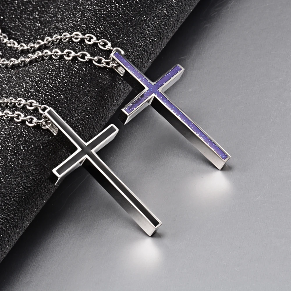 Простой крест Христос кулон ожерелье для женщин мужчин пара подарок титановая
