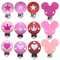 bobo box 10pcs silicone baby pacifier chain clip star holder diy teething baby mickey heart crown nipple holder soother nursing