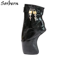 sorbern ballet heel heelless boots ankle high heels sexy fetish tiptoe heels unisex shoes decorative padlocks custom colors