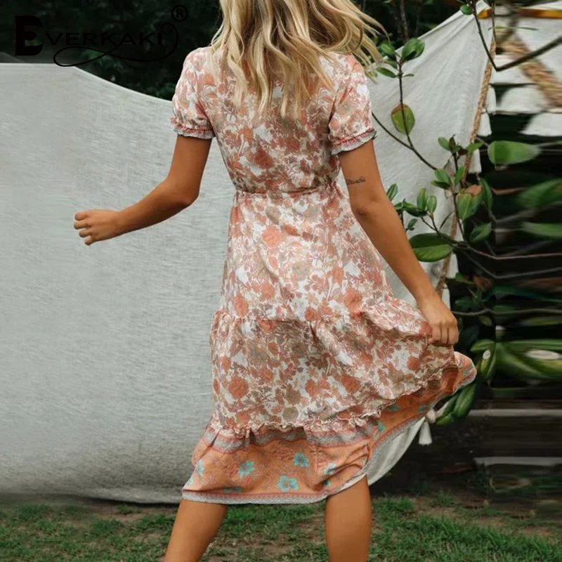 Женское длинное платье с кисточками Everkaki богемное Платье макси цветочным