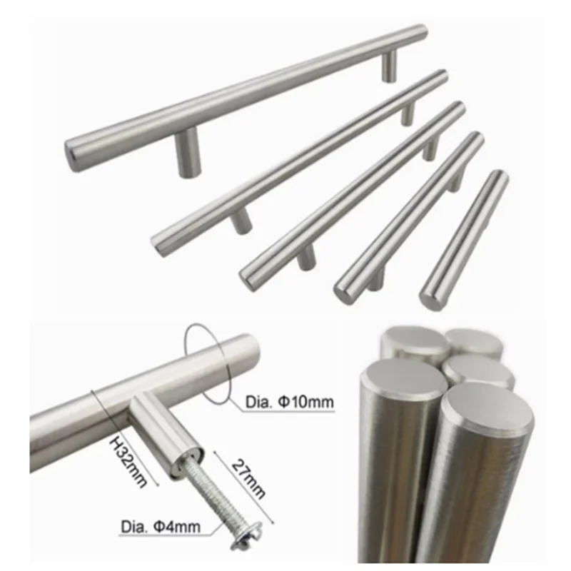 

50mm-500mm Stainless Steel Handle T Bar Desk Drawer Pull Cabinet Handles Handles for Furniture Kitchen Door Handles and Knobs
