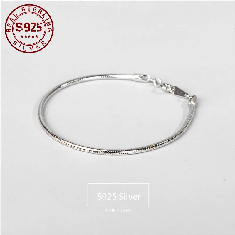

Bracelet for Women Real 925 Sterling Silver Smooth Snake Chain Bracelet 925 Sterling Silver Charm Jewelry Women Accessories