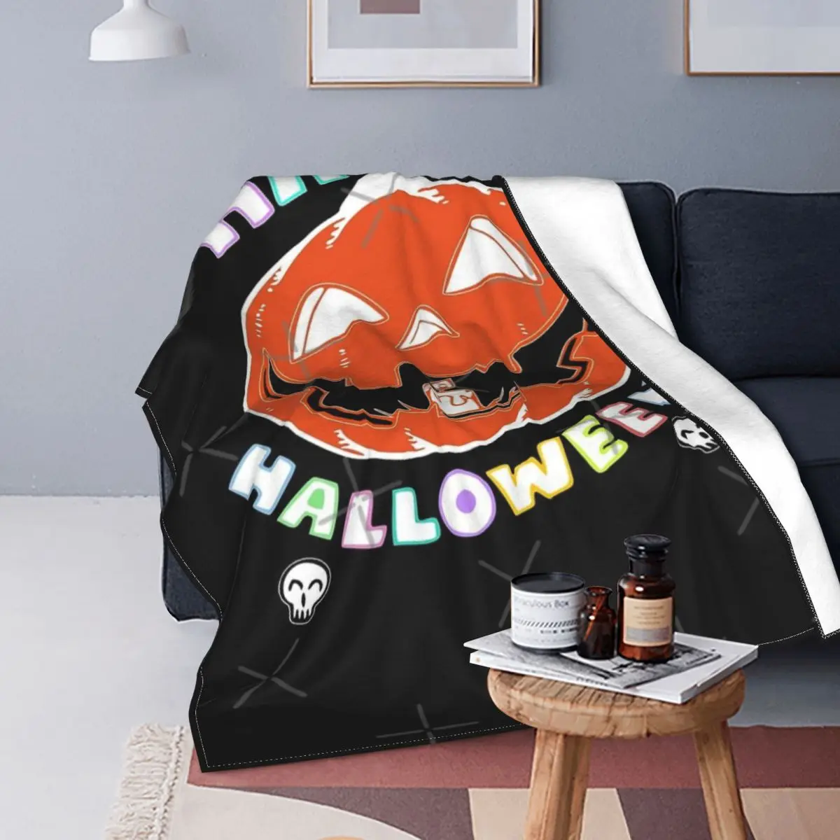 

Manta de calabaza feliz de Halloween, colcha de cama a cuadros, manta térmica de muselina a cuadros, colcha de 220x240, 16 unida