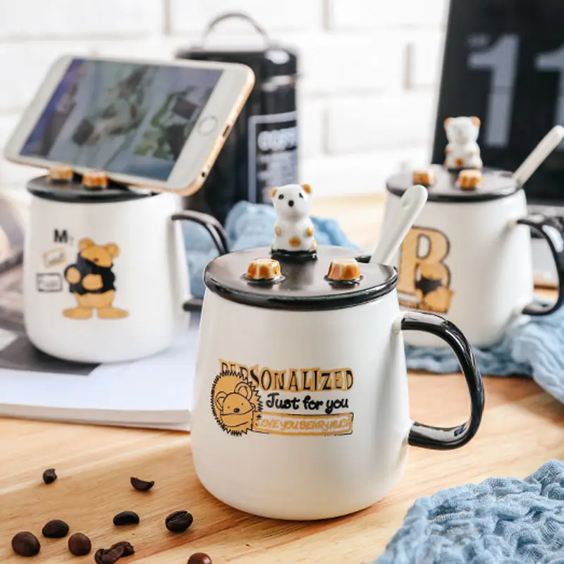 Креативная керамическая чашка пасторальная ветрозащитная мультяшная для пары с