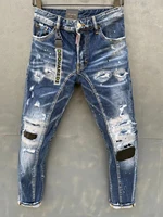 2021 spring new dsquared2 menswomens jeans fashion stitching three dimensional cutting ink sprayed hole stretch pants 151 1
