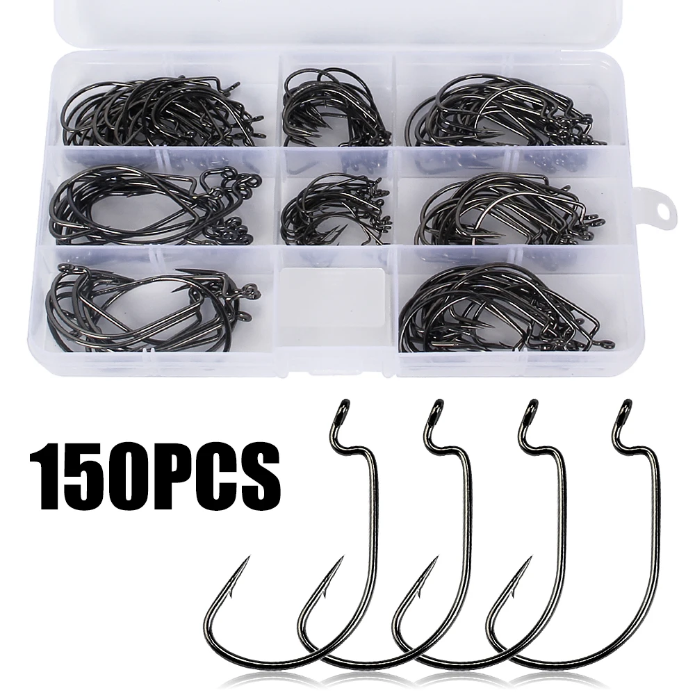 

Fishing Hooks 50/150pcs Stainless steel Worm Soft Bait Fish Hooks with Plastic Box Carp Fishing Accessories