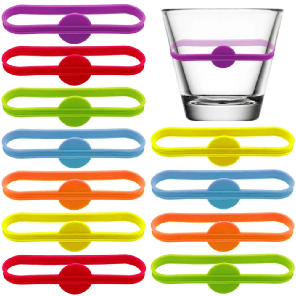 12pcs Beer Glass Cup Water Bottle Wine Glass Bottle Color Strip Tag Marker Glass Identifier Recognizer for Bar Party Home Use