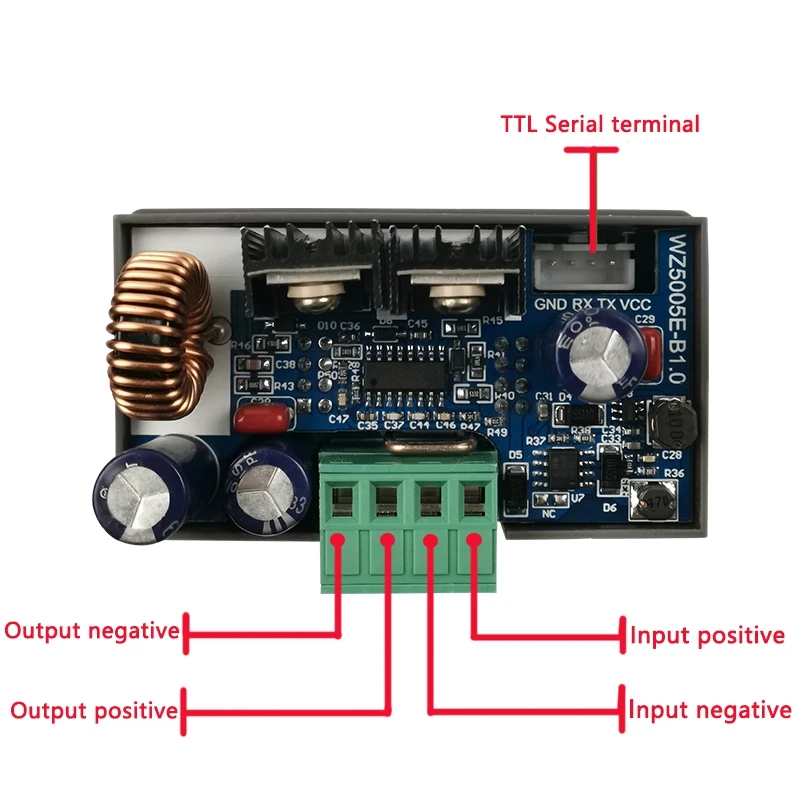 

DC DC Buck Converter CC CV 50V 5A Power Module Adjustable Regulated Step Down TTL to 485 Communication