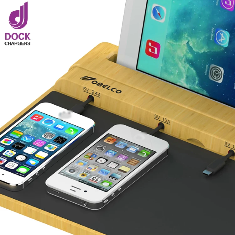 

Factory direct public restaurant tablet mobile phone bamboo charging station