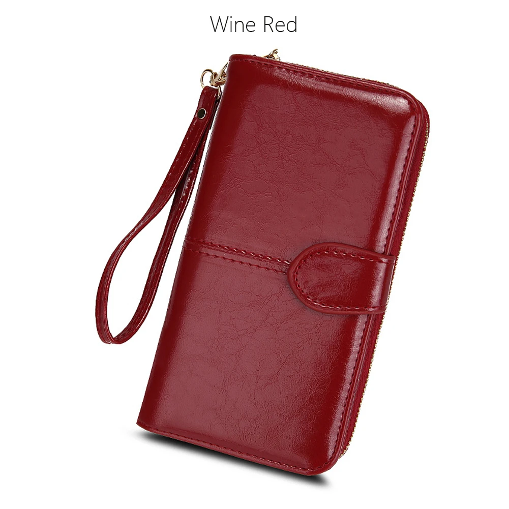 Wine Red Женский длинный кошелек с отделением для карт из искусственной кожи, женский клатч с застежкой-молнией, дизайнерские кошельки, сумочка, длинный клатч, сумка для денег - Цвет: Wine Red