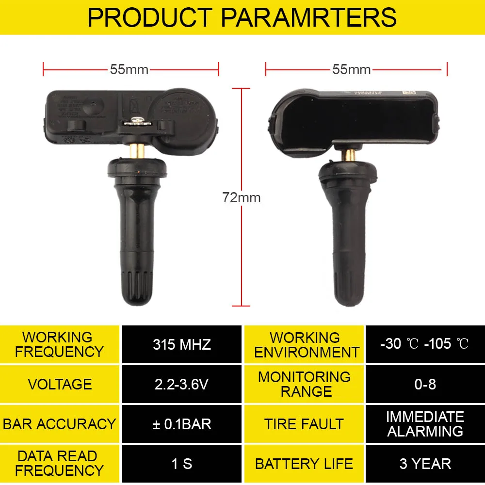 SOPEDAR датчики давления в шинах TPMS 315 МГц для Buick Cadillac Chevrolet GMC Monitoring System13589597 13586335 22854866