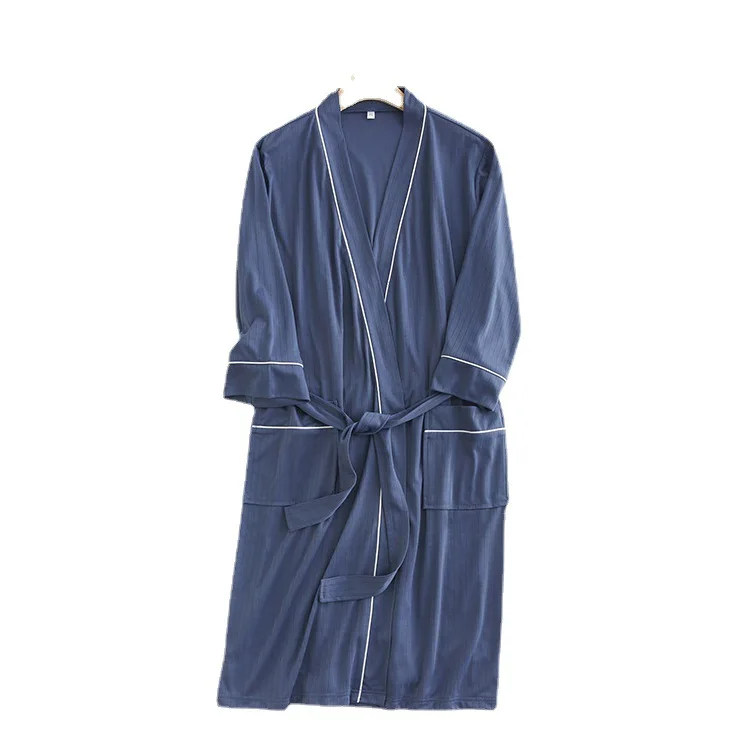 Cotton Bathrobe Female Nightgown Men's Resort Hotel Sweat Steaming Suit Couple Nightgown Long-sleeved Bathrobe  Mens Robe