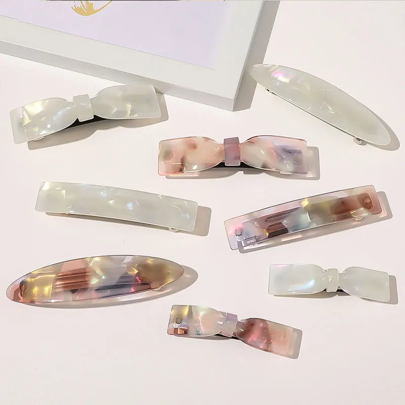 Acetate Hair Claw Geometric Clip Hairpin Ponytail Holder Barrette Accessories Semicircle Thin Long Headwear |