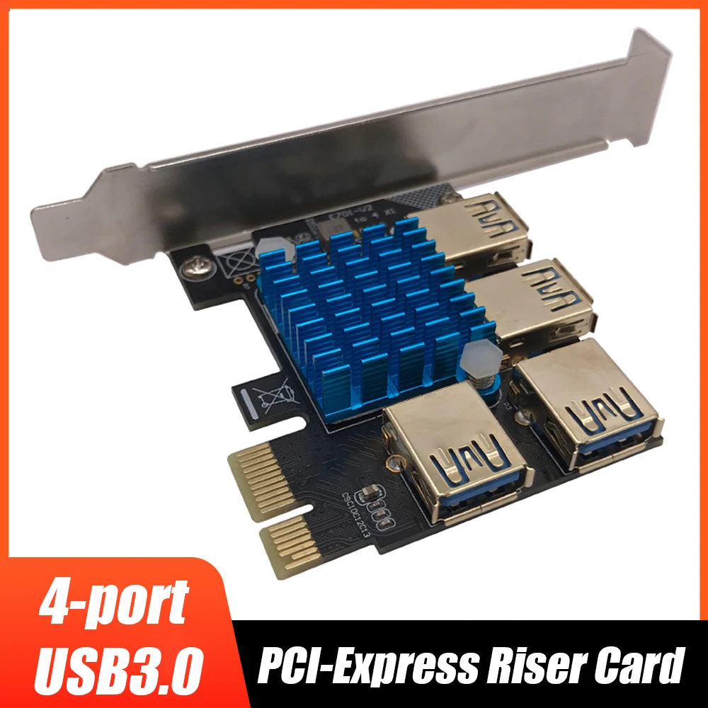 

PCI-E 1 to 4 PCI-Express 16X Slots Riser Card 4 PCI-E USB 3.0 Adapter Multiplier Expansion Card for Bitcoin Mining Mother Board