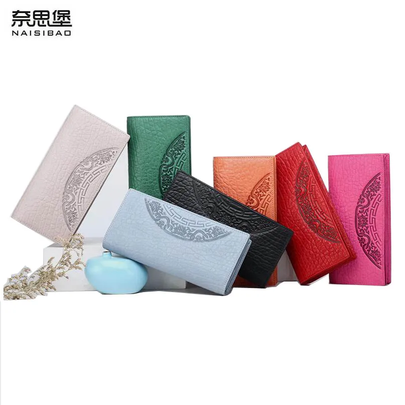 Женские кошельки из натуральной кожи дизайнерские брендовые модные длинные на