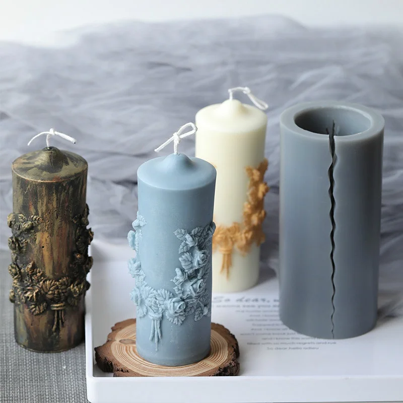 

Цилиндрическая форма для свечей в европейском стиле модная Ретро Резьба Волшебная церемония Ароматизированная свеча силиконовая форма