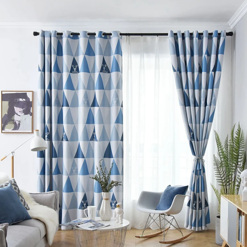 Светонепроницаемые шторы для гостиной детской спальни желтого и синего цветов с