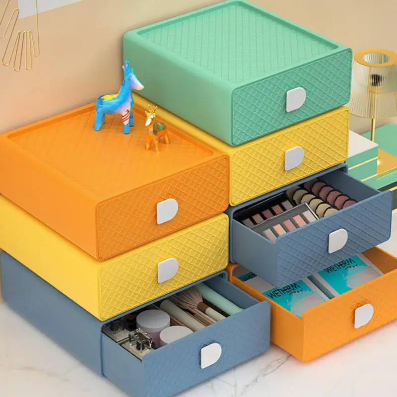 

Nordic Style Desktop Organizer Drawer Makeup Storage Box Stackable Jewelry Container Large Capacity Mask Office Storage Cabinet
