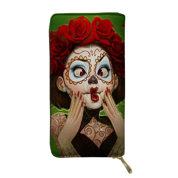 HME1268Z21 FORUDESIGNS/сахарный череп модные женские кошельки Высокое качество женские длинные кредитный держатель для карт Многофункциональный Органайзер кошельки для девочек - Цвет: HME1268Z21