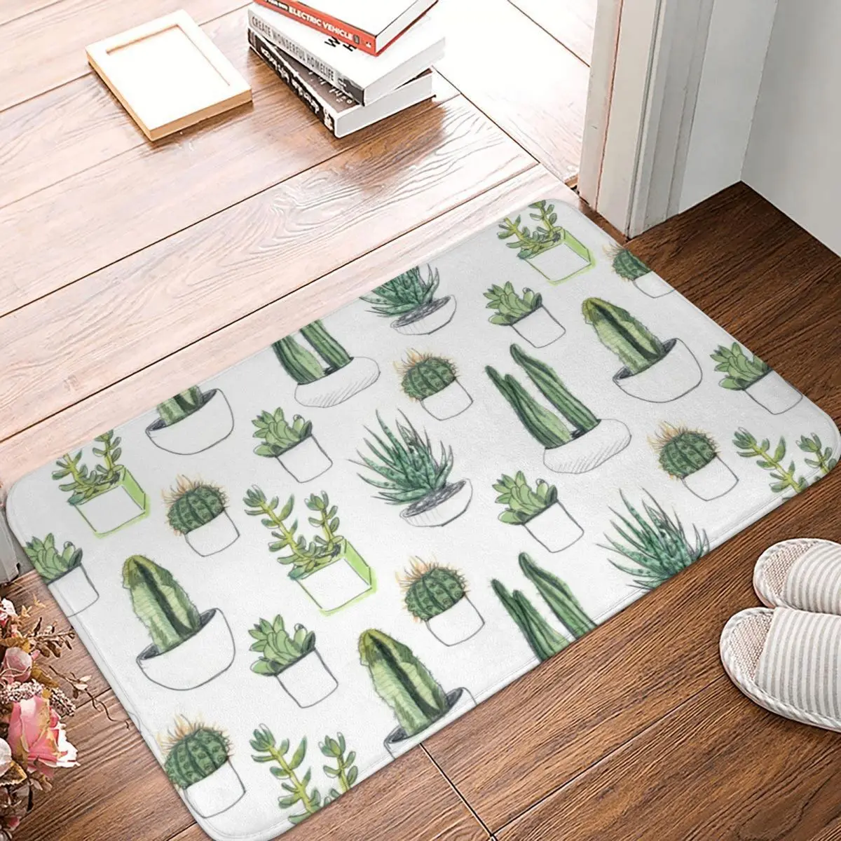 

Watercolour Cacti Succulents Doormat Rug carpet Mat Footpad Anti-slip Water oil proofEntrance Kitchen Bedroom balcony Cartoon