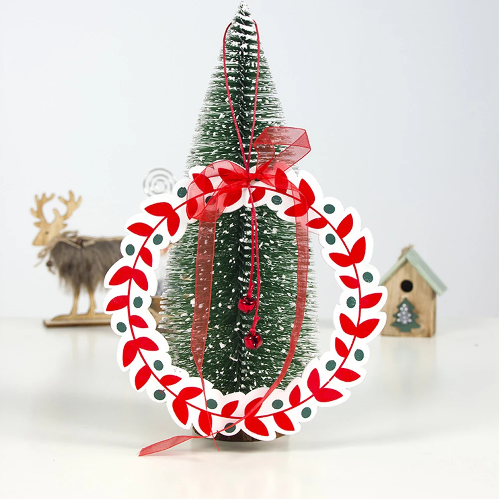 Деревянный Рождественский венок с бантом рождественская подвеска колокольчик