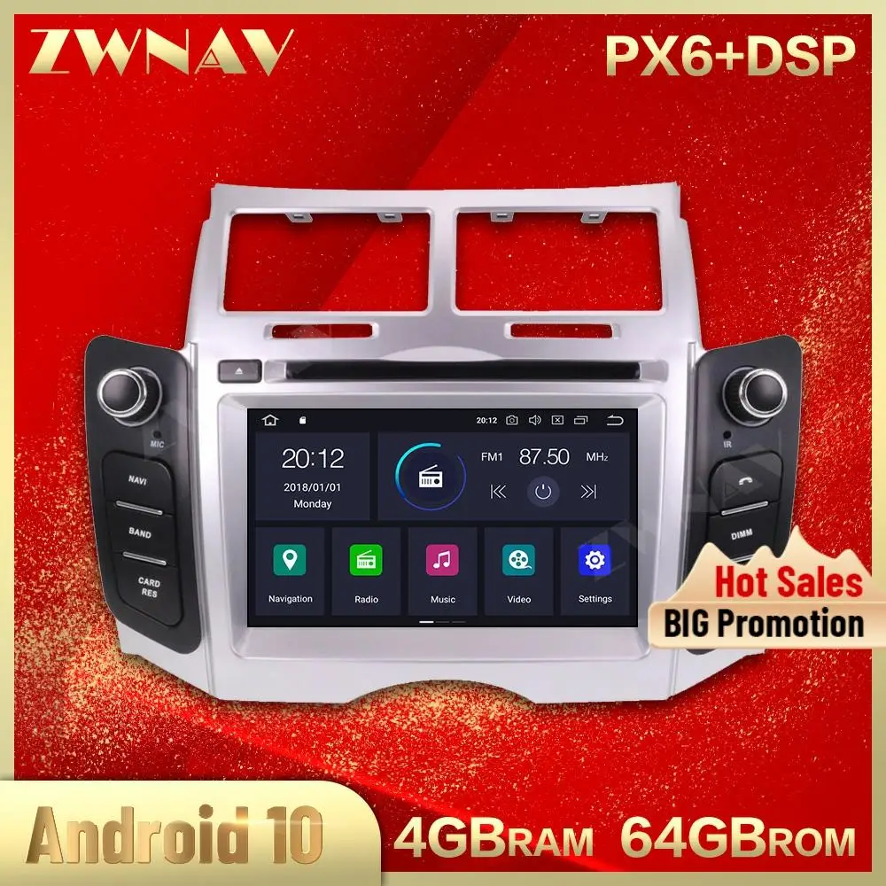 Мультимедийный плеер PX6 DSP 4 + 64 ГБ Android 10 0 автомобильный DVD с экраном стерео для Toyota