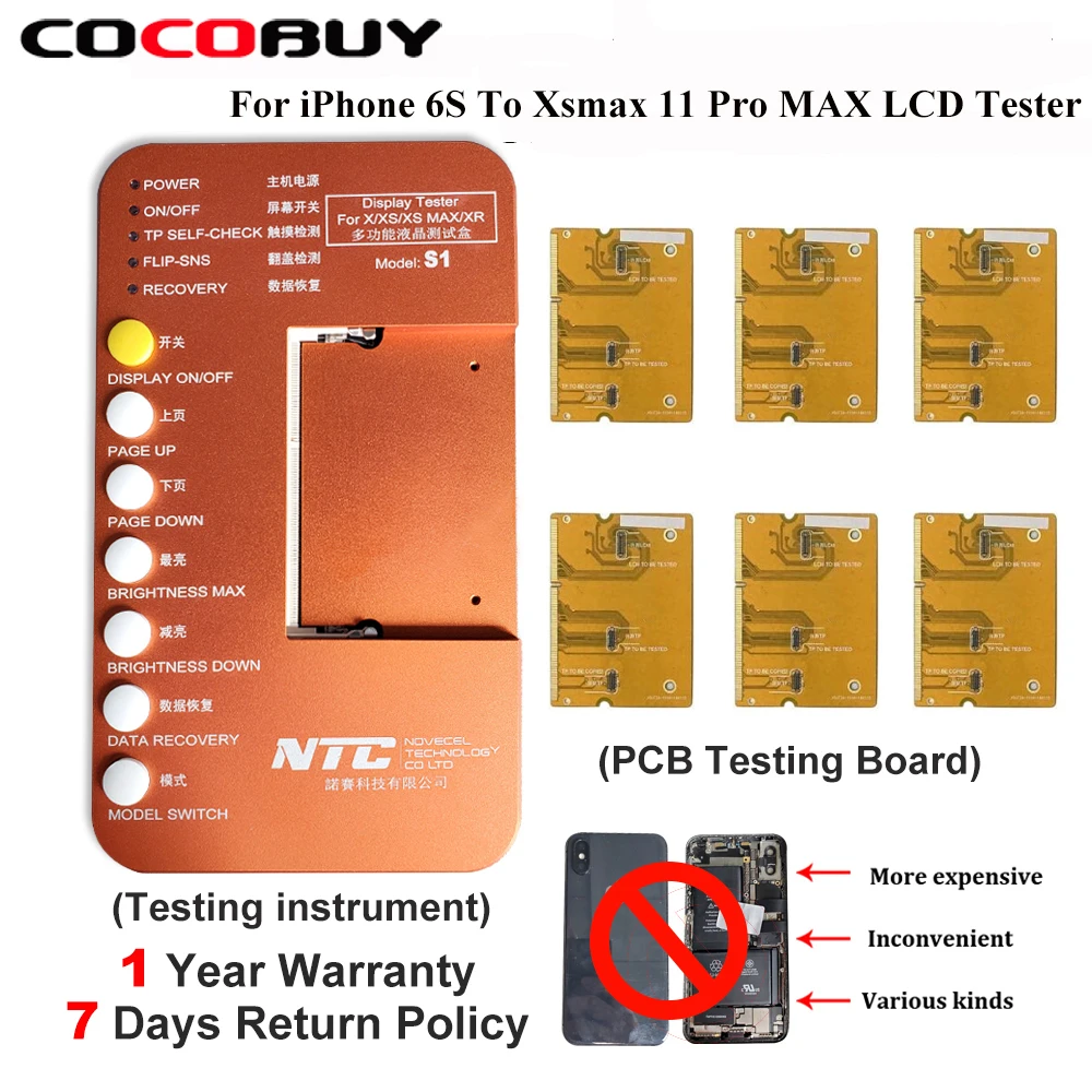 Novecel S1 тестер ЖК-дисплей OLED Mulitfunction Сенсорная Панель тестер для iPhone 6S-Xsmax 11ProMax True Tone цветной светильник Инструменты для ремонта
