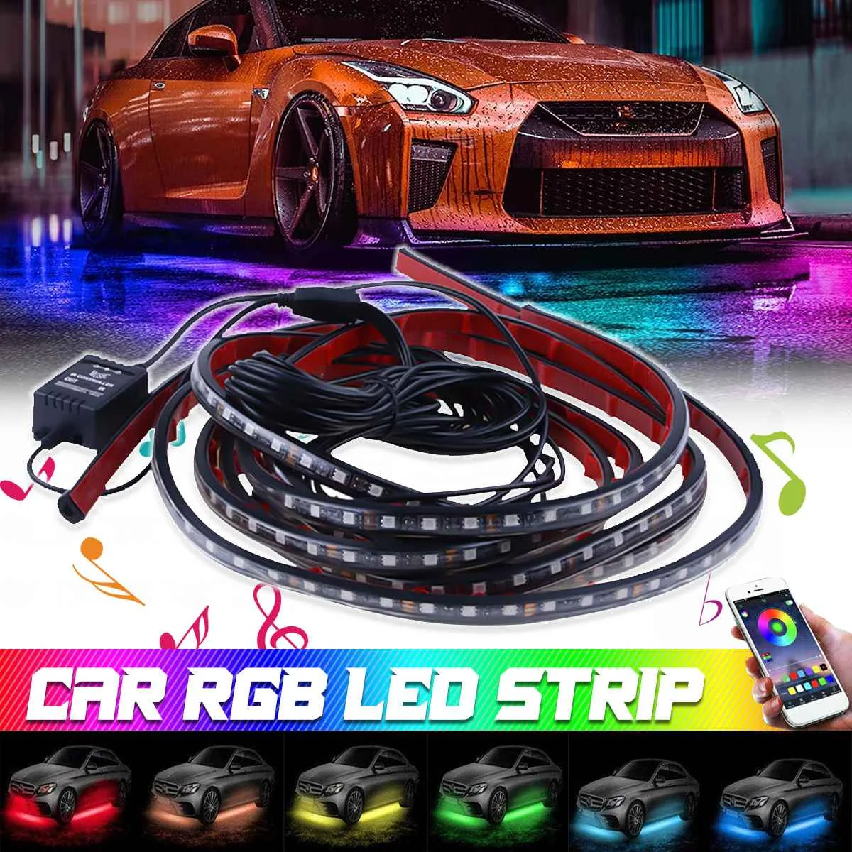 

Car Underglow Light Flexible Strip LED Underbody Lights APP Control Car Led Neon Light RGB Auto Decorative Atmosphere Lamp