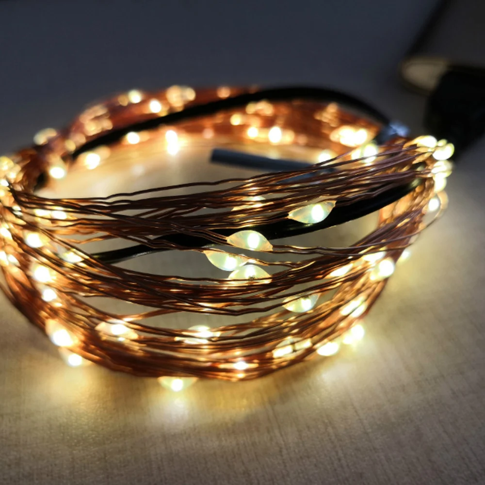 Светодиодная гирлянда 10 м 5 USB водонепроницаемая медная проволока сказочные огни