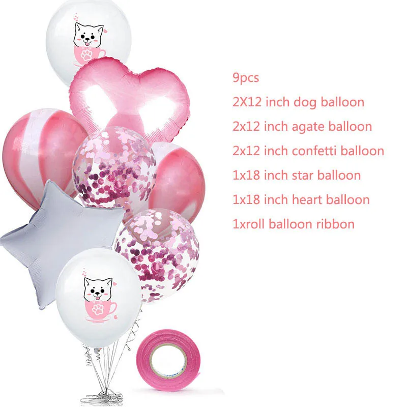 9 шт. чайная чашка для домашних животных воздушные шары в форме собак мультяшная