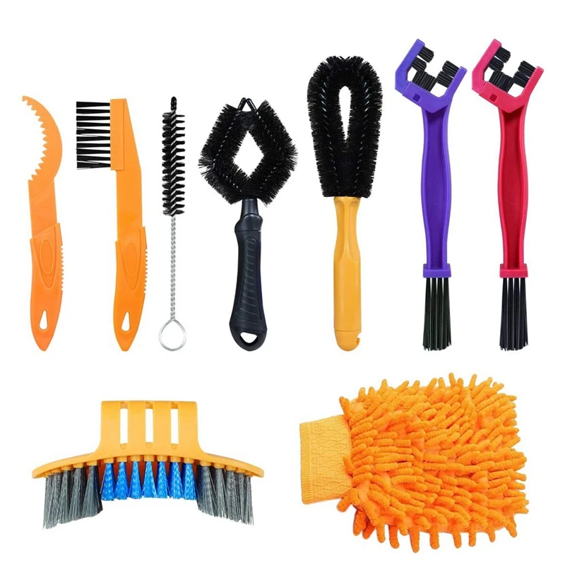 

9 Pcs Bike Cleaning Tool Set,Bicycle Chain Cleaning Brush,Gear Brush,Cleaning Maintenance Tool for All Types of Bike